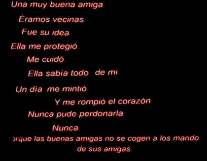 Texto introductorio a la canción "La Araña" que apareció durante el show Mala Sangre de Barón