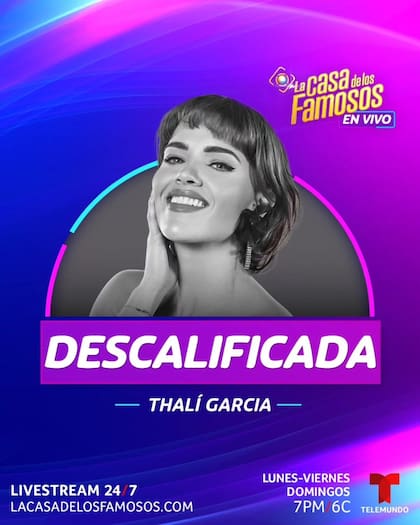Thalí García quedó descalificada tras renunciar el reality show