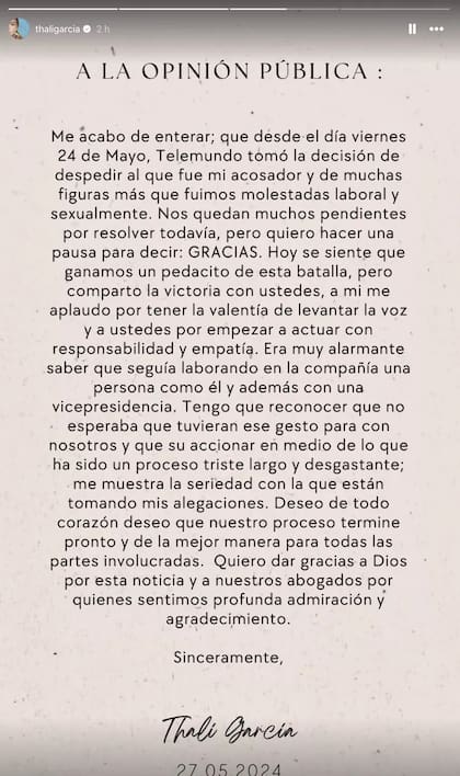 Thali García reacciona al despido de Francisco Ponce de Telemundo