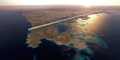 The Line será una megaciudad que se extenderá en línea recta a través del desierto en Arabia Saudita.