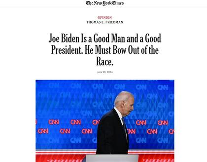 The New York Times es uno de los medios de EE.UU. que se mostró a favor de que Biden se retire de la contienda