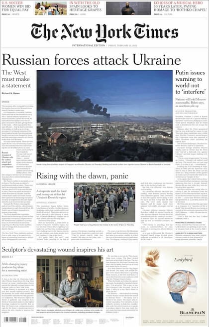 The New York Times: “Fuerzas rusas atacan ucrania”