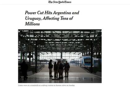 The New York TImes le dio centralidad al corte masivo de luz de Argentina y Uruguay