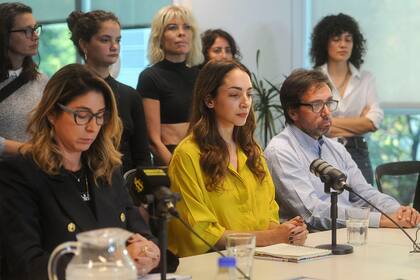 Thelma Fardin en la conferencia que dio tras conocerse el fallo