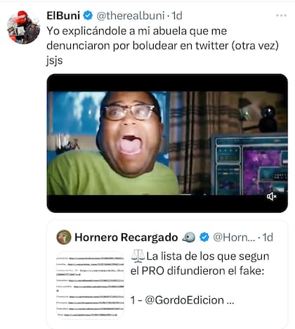 @therealbuni fue denunciado por los apoderados de la campaña de Pro y respondió con ironía