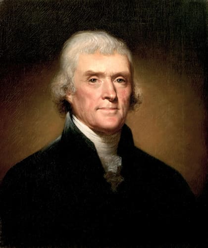 Thomas Jefferson, considerado uno de los padres fundadores de EE.UU. fue un gran admirador de los ideales de Ciro, dice MacGregor. (Retrato hecho por Rembrandt Peale)