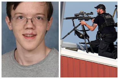 Thomas Matthew Crooks murió sobre el techo de un edificio desde el que disparó a Trump en Pensilvania. Cerca del escenario había francotiradores del Servicio Secreto (fotomontaje con imágenes de AP)