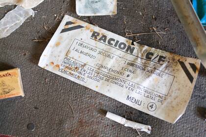 Ticket de ración de comida del ejército argentino expuesto en el pequeño museo de guerra de Port Howard, en el lodge homónimo.
