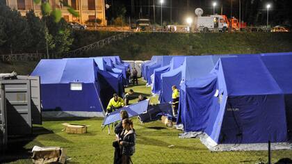 Tiendas de campaña habilitadas para los afectados por el terremoto en Arquata del Tronto