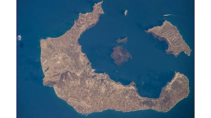 Caldera Santorini en el sureste de Grecia