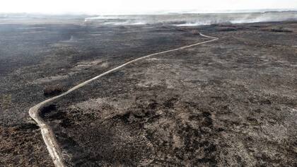 Tierra arrasada por el fuego en Corrientes, en febrero 