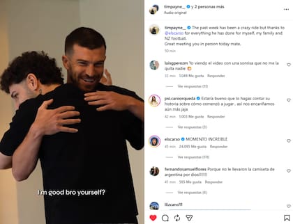 Tim Payne realizó una publicación en conjunto con el influencer argentino y la cuenta de su selección