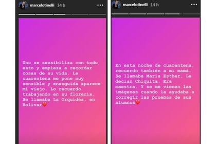 Tinelli compartió en sus historias de Instagram sus emociones 