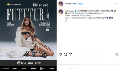 Tini anunció que abrió la venta general de las entradas para Futttura
