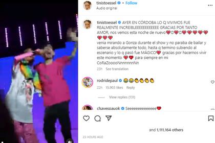 Tini compartió el especial momento que vivió en Córdoba (Foto Instagram @tinistoessel)