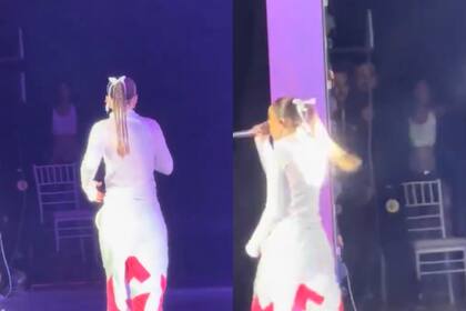 Tini estuvo al costado del escenario durante el show de la artista puertorriqueña en Rosario (Foto: Captura de video / X)