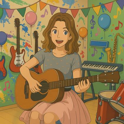 Tini Stoessel en su época como Violetta, con el estilo de Studio Ghibli