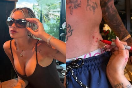 Tini y De Paul se tatuaron tres corazones rojos en la piel (Foto: Instagram @tinistoessel / @rodridepaul)