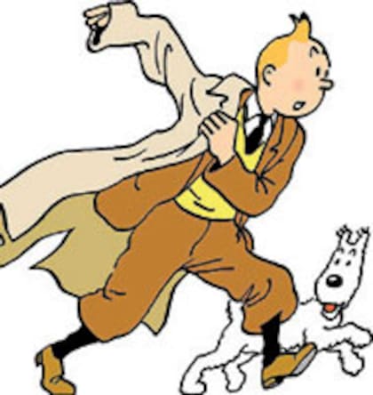 Tintín, el célebre reportero del cómic, con su perro Milou