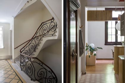 Típicos del siglo XX, los dibujos y detalles de herrería aparecen no solo en las rejas de los patios, sino también en las barandas de los espacios comunes, como en las de la escalera principal, que conserva plenamente su esencia.