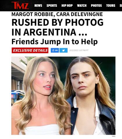 TMZ alegó que las estrellas fueron acosadas por el fotógrafo