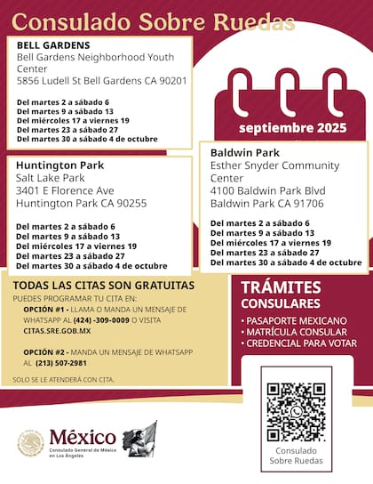 Todas las citas del programa Consulados Sobre Ruedas son gratuitas