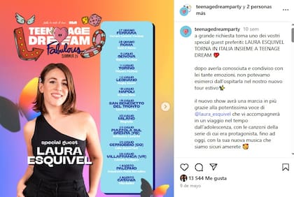 Todas las ciudades donde Laura Esquivel cantó y cantará en Italia