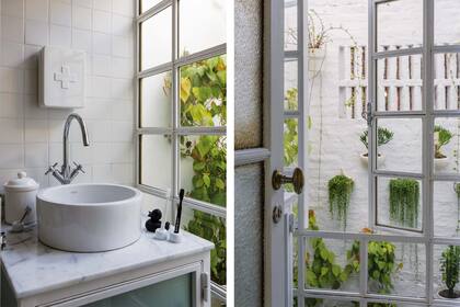 Todo blanco. Afuera, con el agregado de macetas que suben hasta el primer piso. Los techos del PH son bajos, así que, con un banquito, se llega a regarlas.