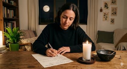 Todo lo que hay que saber para hacer una carta de Gratitud y Liberación durante la Luna de las Flores (imagen ilustrativa generada con IA)