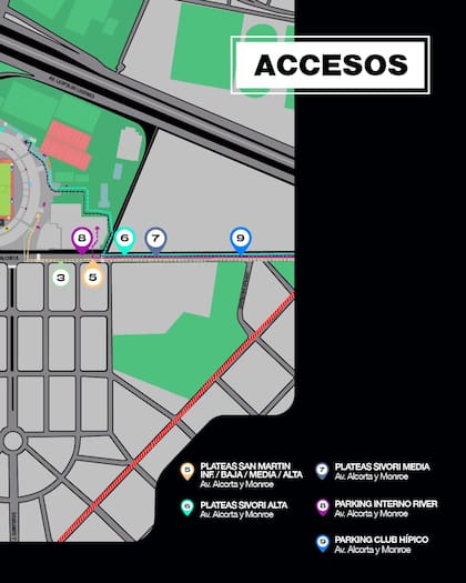 Todos los ingresos habilitados según la ubicación de cada entrada (Foto: X @dfallaccess)