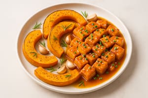 Tofu a la naranja con calabaza al horno