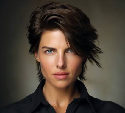 Tom Cruise como mujer según la IA. Fuente: @infiniteodyssey.mag