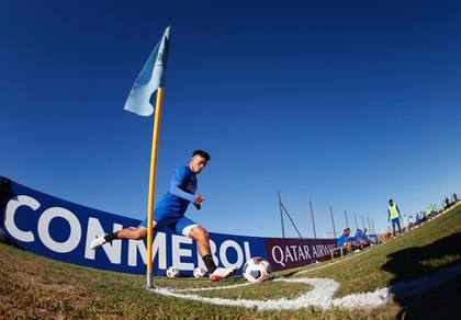 Tomás Cuello, en el entrenamiento anterior a la final que jugará para Red Bul Bragantino