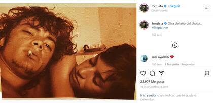 Tomás Fonzi y una foto retro con su pareja, Leticia Lombardi (Foto: Instagram)