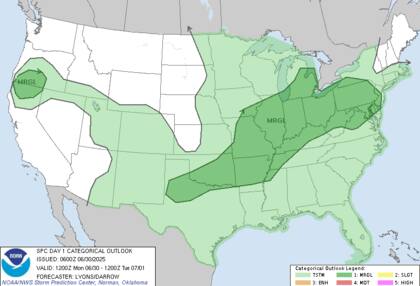 Tormentas intensas en el Valle de Ohio y los Grandes Lagos podrían generar ráfagas de viento dañinas y granizo, impulsadas por la acumulación de humedad y el calor diurno