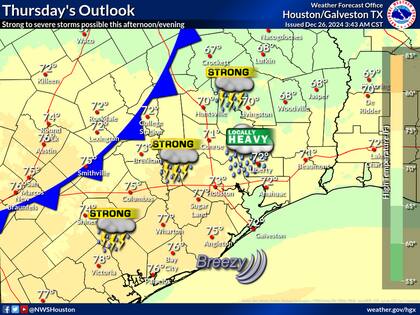 Tormentas intensas golpearán el este de Texas, con lluvias que superarán los 125 mm en zonas específicas