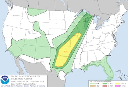 Tormentas severas en el centro de EE.UU.: ráfagas destructivas y granizo grande amenazan desde Oklahoma hasta Illinois este martes