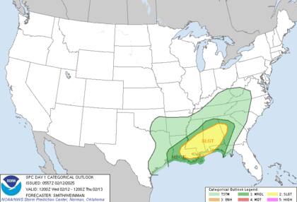 Tormentas severas en el sur: vientos de hasta 100 km/h y riesgo de tornados aislados afectan Tennessee, Georgia y Alabama