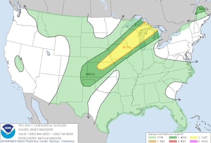 Tormentas severas en Kansas y Míchigan: riesgo de granizo y vientos dañinos este lunes