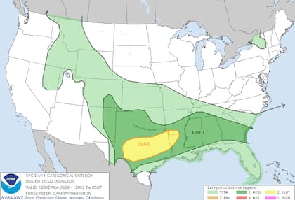 Tormentas severas se desplazarán de Texas a Louisiana con ráfagas peligrosas