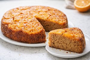 Torta invertida de naranjas vegana