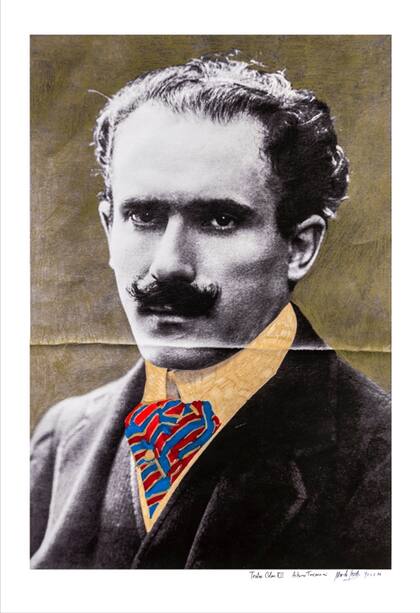 Intervención de Marcelo Brodsky sobre una imagen de Arturo Toscanini