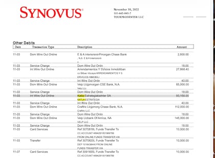 TourProdEnter LLC, la empresa de Javier Faroni y su esposa Érica Gillette envió a Katla 93.150 dólares en 2022