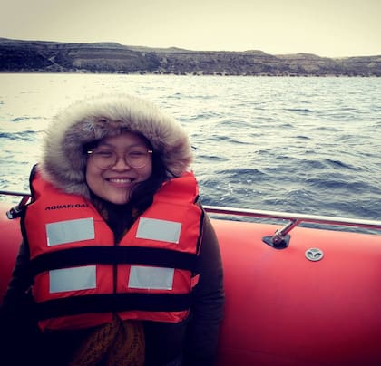 Trang en Puerto Madryn, cumpliendo su sueño de conocer las ballenas
