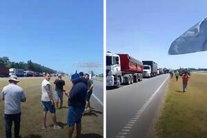 Transportistas cortan la ruta 9 a la altura de San Pedro, en la provincia de Buenos Aires