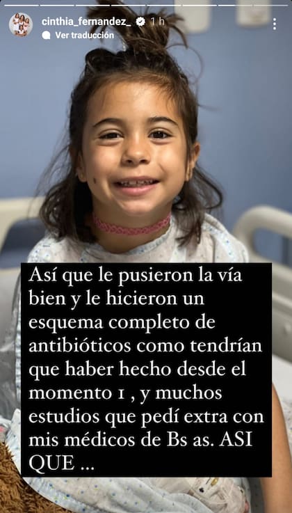 Tras anunciar el alta de Francesca, Cinthia Fernández publicó un duro descargo