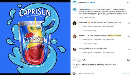 Tras el comunicado de Kraft Heinz por la presencia de solución de limpieza en un lote de Capri Sun, usuarios han comentado en sus recientes publicaciones de Instagram reclamando el error