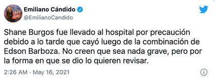 Tras el nocaut, Burgos fue llevado al hospital