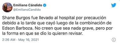 Tras el nocaut, Burgos fue llevado al hospital