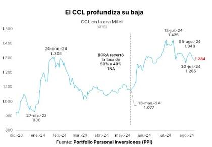 Tras el pico que alcanzó a mediados de julio, los dólares finacieros tendieron a la baja.
Fuente: PPI